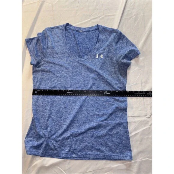Girls Under Armour V-Neck T-Shirt Blue Marbled Sz L/XL - Picture 8 of 11